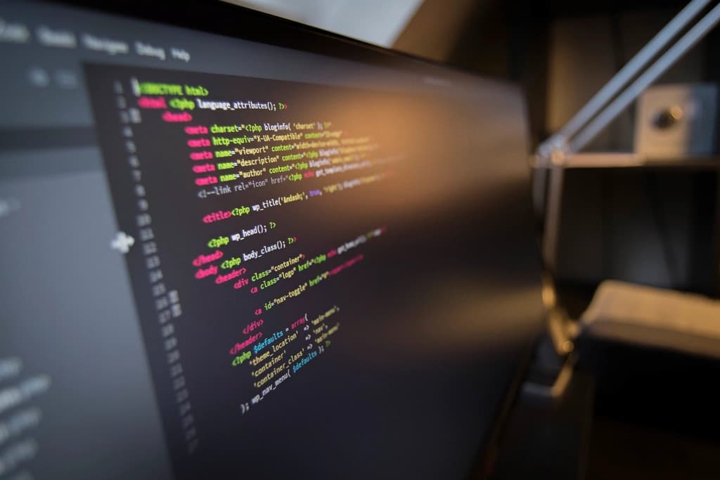 Website code on a monitor